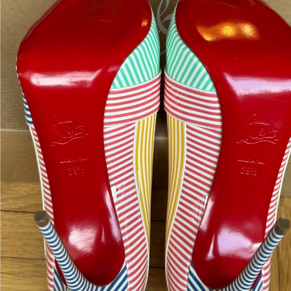 BRAND NEW- Never worn Christian Louboutin Marine Alta Patent Stripes Size:39.5 - Picture 5 of 12